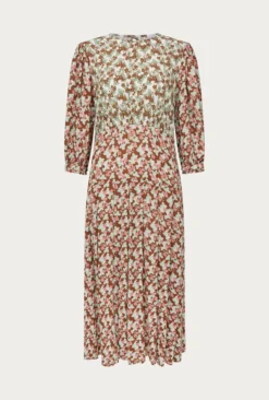 Iris Midi Dress Maroon Floral -KILA Clothing Shop D06G054 Z52 27507 650px 964px