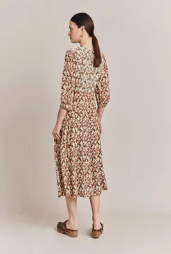 Iris Midi Dress Maroon Floral -KILA Clothing Shop D06G054 Z52 27509 650px 964px