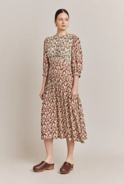 Iris Midi Dress Maroon Floral -KILA Clothing Shop D06G054 Z52 27511 650px 964px