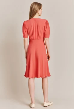 Mia Crepe Knee Length Dress Coral 8 Mia Crepe Knee Length Dress Coral -KILA Clothing Shop D06G060 F05 27672 650px 964px