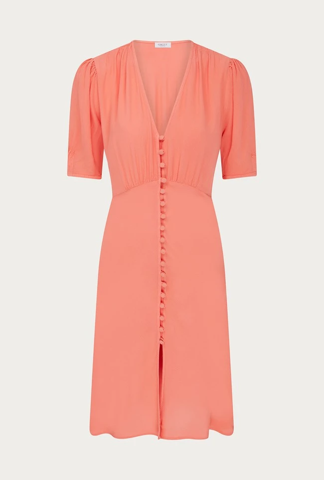 Mia Crepe Knee Length Dress Coral 5 Mia Crepe Knee Length Dress Coral - Image 5