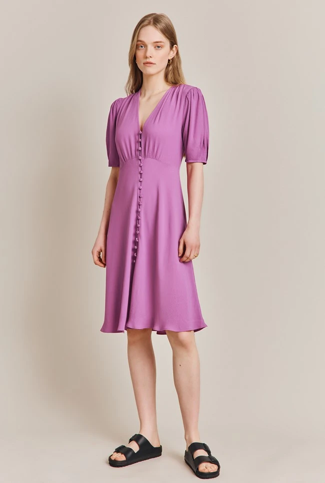 Mia Crepe Knee Length Dress Mauve 3 Mia Crepe Knee Length Dress Mauve - Image 3