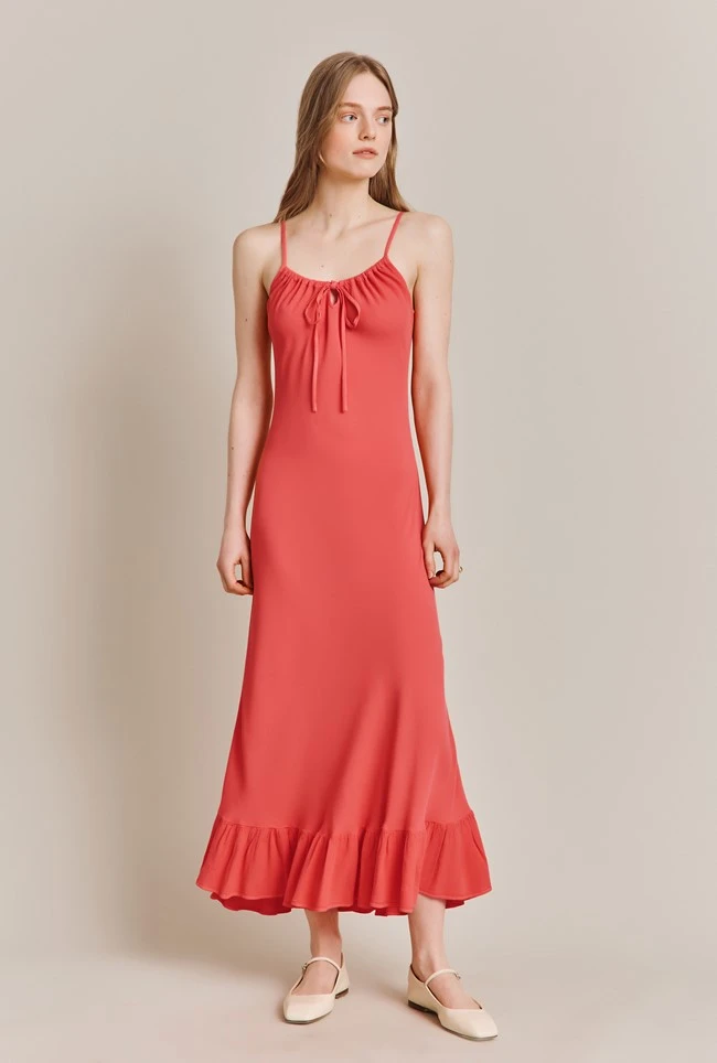 Isabella Crepe Midi Dress Coral 1 Isabella Crepe Midi Dress Coral