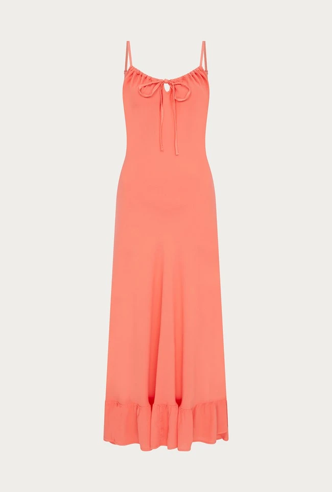 Isabella Crepe Midi Dress Coral 5 Isabella Crepe Midi Dress Coral - Image 5