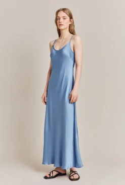 Joelle Satin Midi Dress Cornflower Blue -KILA Clothing Shop D06G062 K92 27612 650px 964px