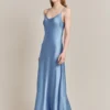 Joelle Satin Midi Dress Cornflower Blue