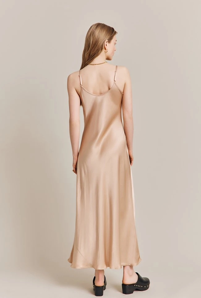 Joelle Satin Midi Dress Stone 4 Joelle Satin Midi Dress Stone - Image 4