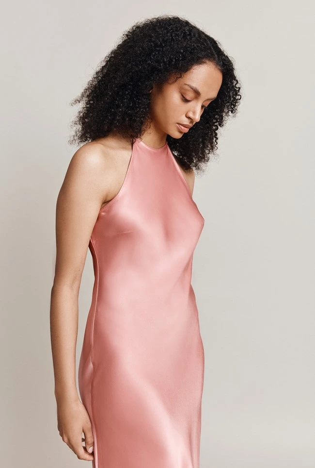 Elsie Satin Midi Dress Dusty Blush 1 Elsie Satin Midi Dress Dusty Blush