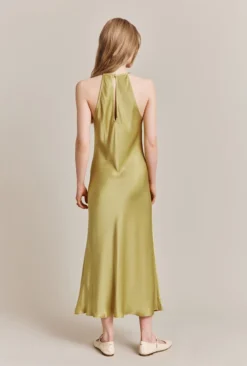 Elsie Satin Midi Dress Olive -KILA Clothing Shop D06G064 J18 27838 650px 964px