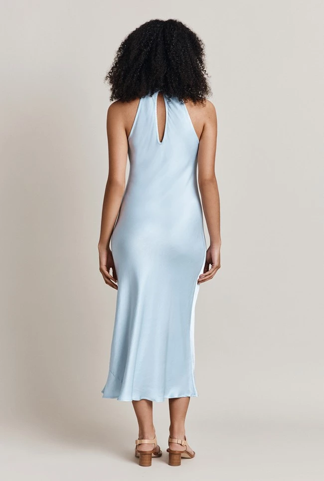 Elsie Satin Midi Dress Chambray Blue 3 Elsie Satin Midi Dress Chambray Blue - Image 3