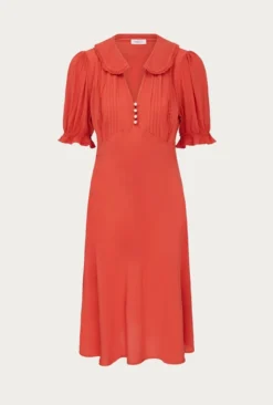 Lili Crepe Knee Length Dress Burnt Orange -KILA Clothing Shop D06G066 F16 27932 650px 964px