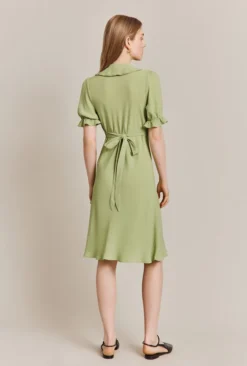 Lili Crepe Knee Length Dress Leaf -KILA Clothing Shop D06G066 J22 27906 650px 964px
