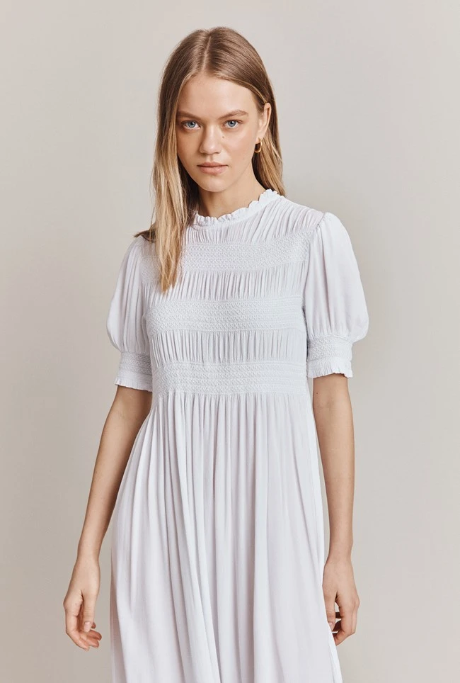 Eloise Crepe Midi Dress White 1 Eloise Crepe Midi Dress White