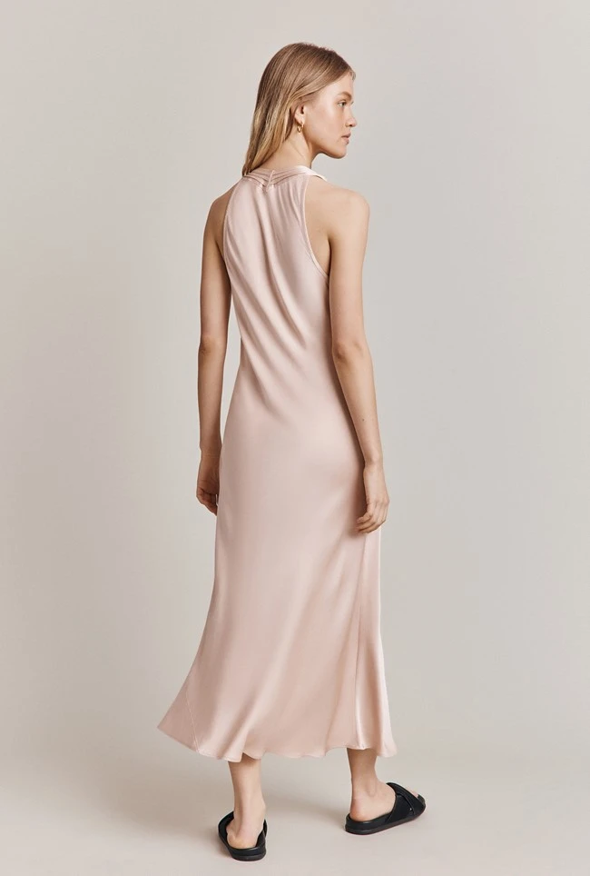 Lua Satin Midi Dress Oyster 4 Lua Satin Midi Dress Oyster - Image 4