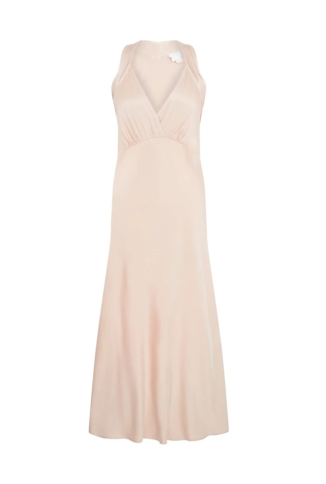 Lua Satin Midi Dress Oyster 5 Lua Satin Midi Dress Oyster - Image 5