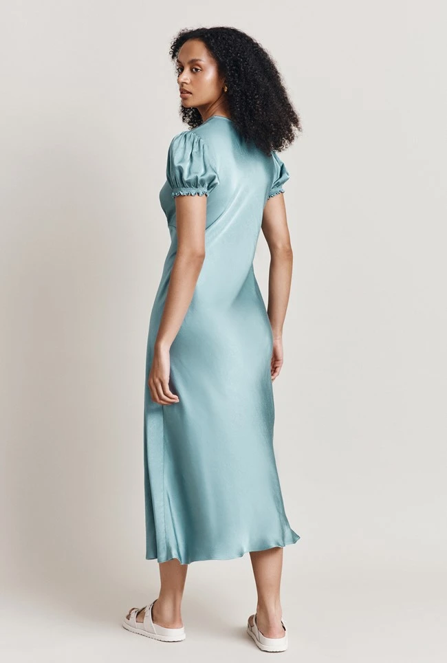 Clemence Satin Midi Dress Petrol Green 3 Clemence Satin Midi Dress Petrol Green - Image 3