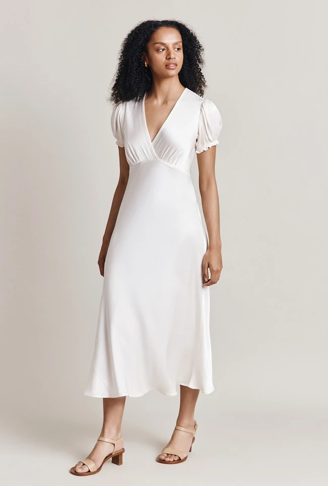 Clemence Satin Midi Dress Ivory 2 Clemence Satin Midi Dress Ivory - Image 2