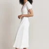 Clemence Satin Midi Dress Ivory