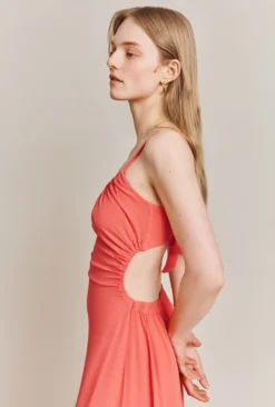 Sophie Crepe Midi Dress Coral -KILA Clothing Shop D06G086 F05 27849 650px 964px