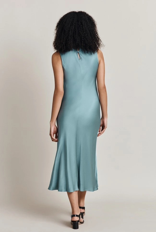 Steph Satin Midi Dress Petrol Green 4 Steph Satin Midi Dress Petrol Green - Image 4