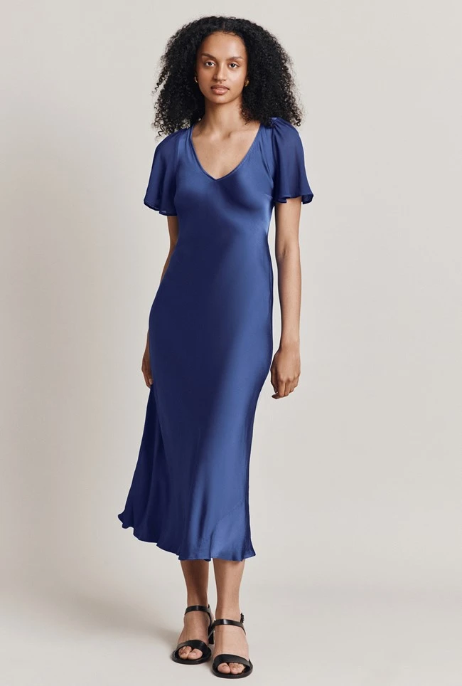Jennifer Satin Midi Dress Blue 1 Jennifer Satin Midi Dress Blue