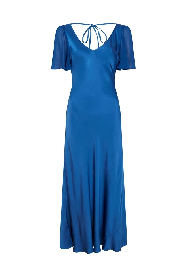 Jennifer Satin Midi Dress Blue 5 Jennifer Satin Midi Dress Blue - Image 5