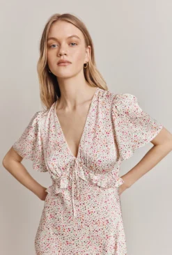 Bibi Satin Midi Dress Cream Bubble