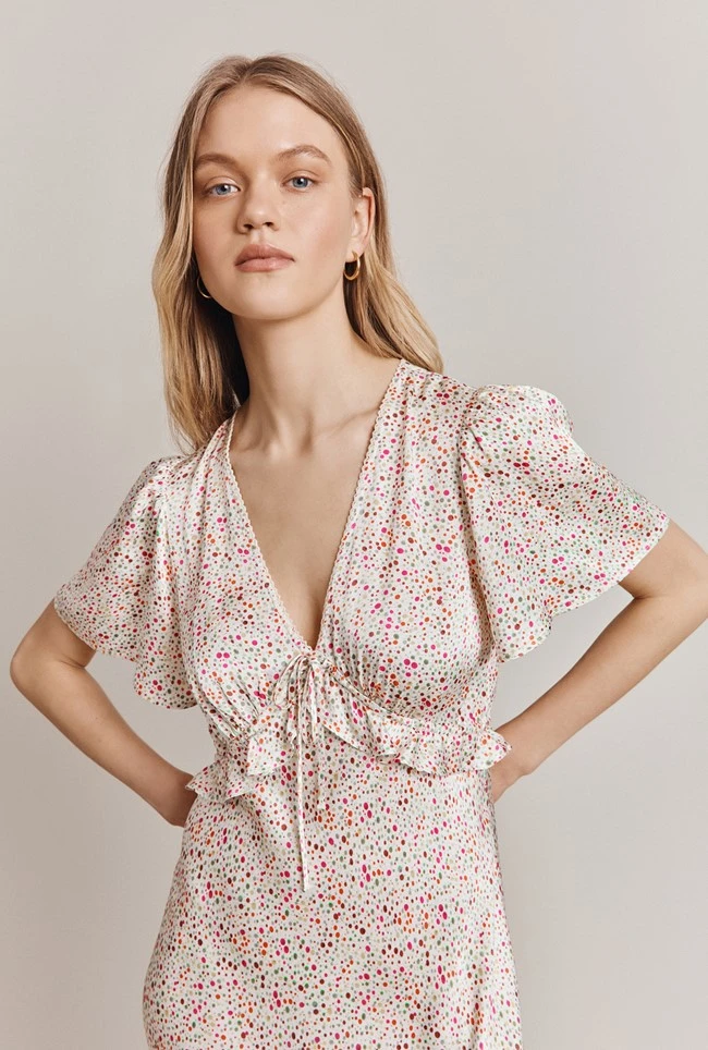 Bibi Satin Midi Dress Cream Bubble 1 Bibi Satin Midi Dress Cream Bubble