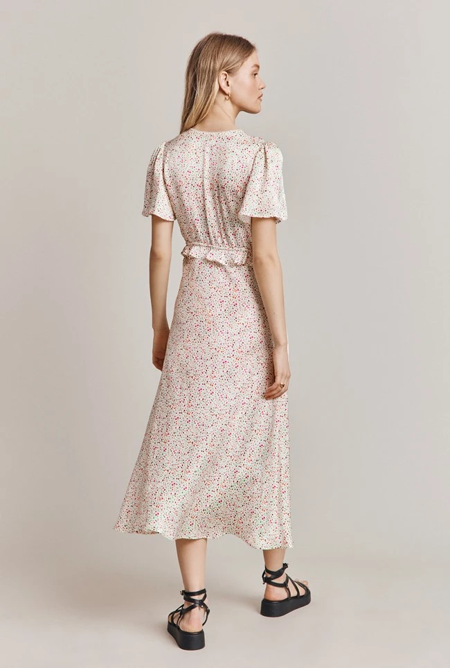 Bibi Satin Midi Dress Cream Bubble 4 Bibi Satin Midi Dress Cream Bubble - Image 4