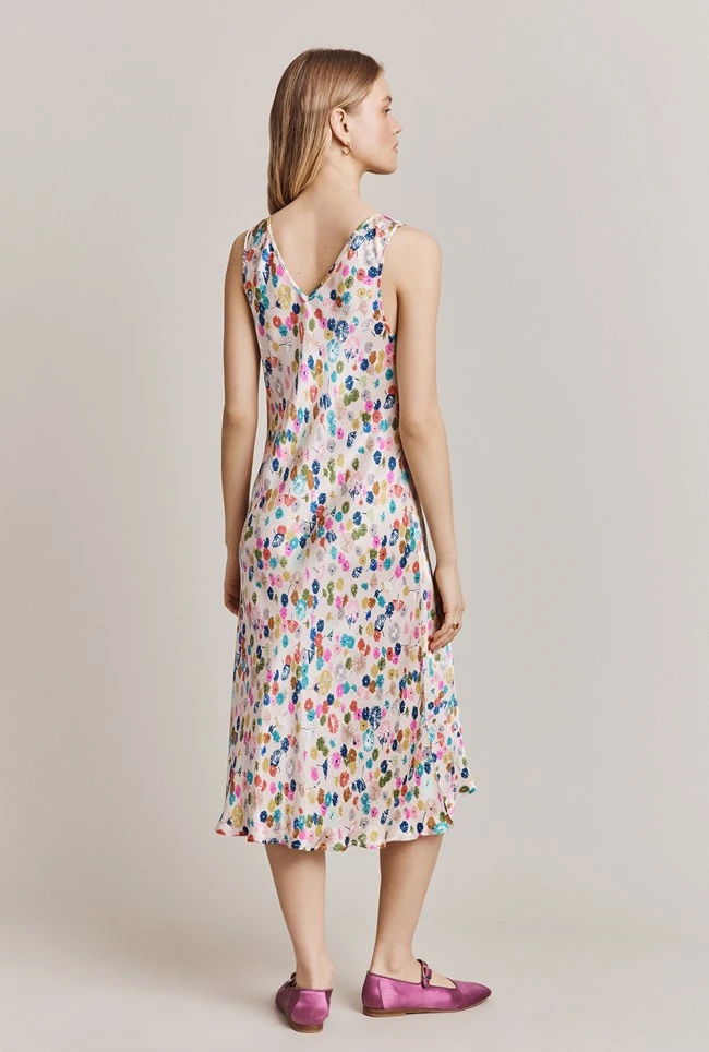 Summer Umbrella Petals Satin Midi Dress Pink Umbrella Petals 4 Summer Umbrella Petals Satin Midi Dress Pink Umbrella Petals - Image 4