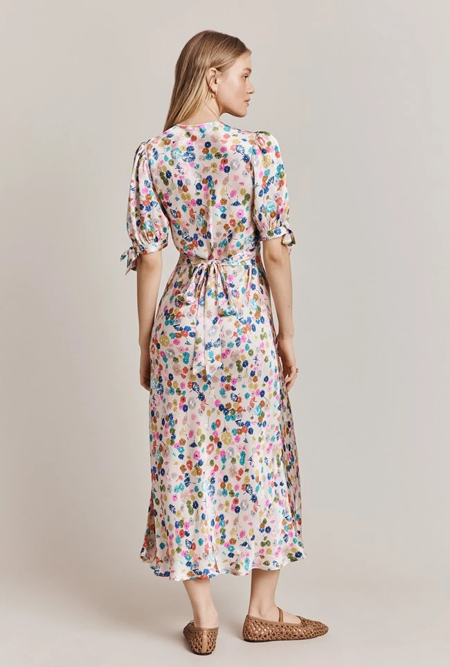 Josephine Satin Midi Dress Pink Umbrella Petals 5 Josephine Satin Midi Dress Pink Umbrella Petals - Image 5