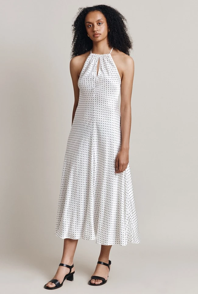 Alena Satin Midi Dress White Spot 4 Alena Satin Midi Dress White Spot - Image 4