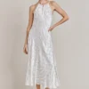 Alena Satin Midi Dress White Spot