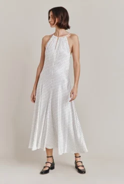 Alena Satin Midi Dress White Spot 10 Alena Satin Midi Dress White Spot -KILA Clothing Shop D06G100 Z70 28445 650px 964px