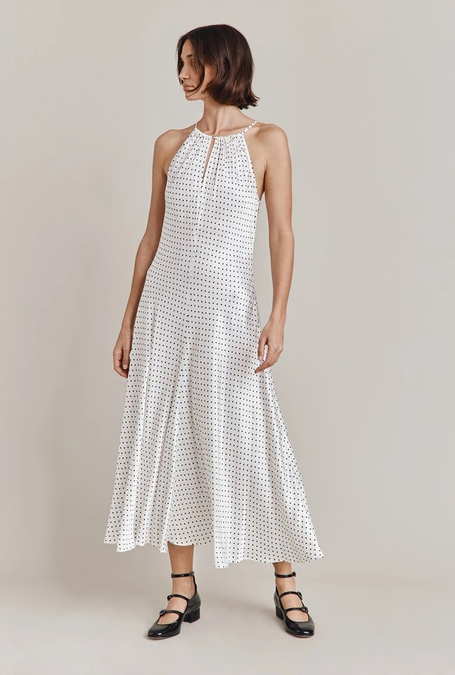 Alena Satin Midi Dress White Spot 3 Alena Satin Midi Dress White Spot - Image 3
