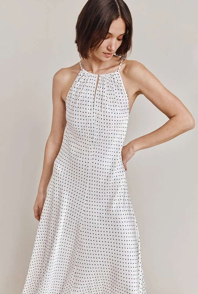 Alena Satin Midi Dress White Spot 2 Alena Satin Midi Dress White Spot - Image 2