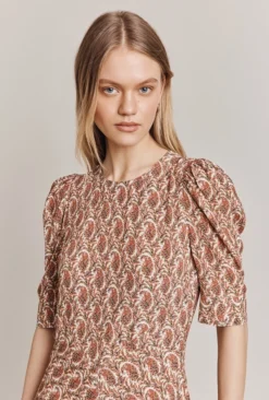 Erika Crepe Midi Dress Rose Paisley