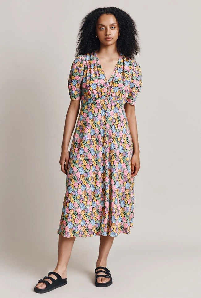 Lucy Crepe Midi Dress Sunshine Floral 4 Lucy Crepe Midi Dress Sunshine Floral - Image 4