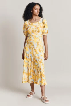 Celina Crepe Midi Dress Yellow Floral 7 Celina Crepe Midi Dress Yellow Floral -KILA Clothing Shop D06G109 Z68 28437 650px 964px