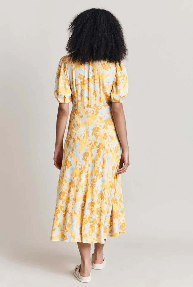 Celina Crepe Midi Dress Yellow Floral 4 Celina Crepe Midi Dress Yellow Floral - Image 4