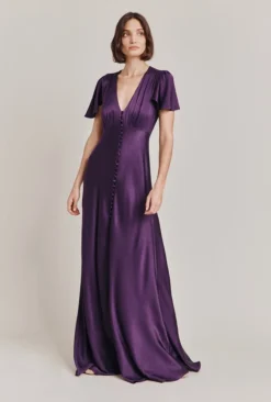 Delphine Satin Maxi Dress Blackberry
