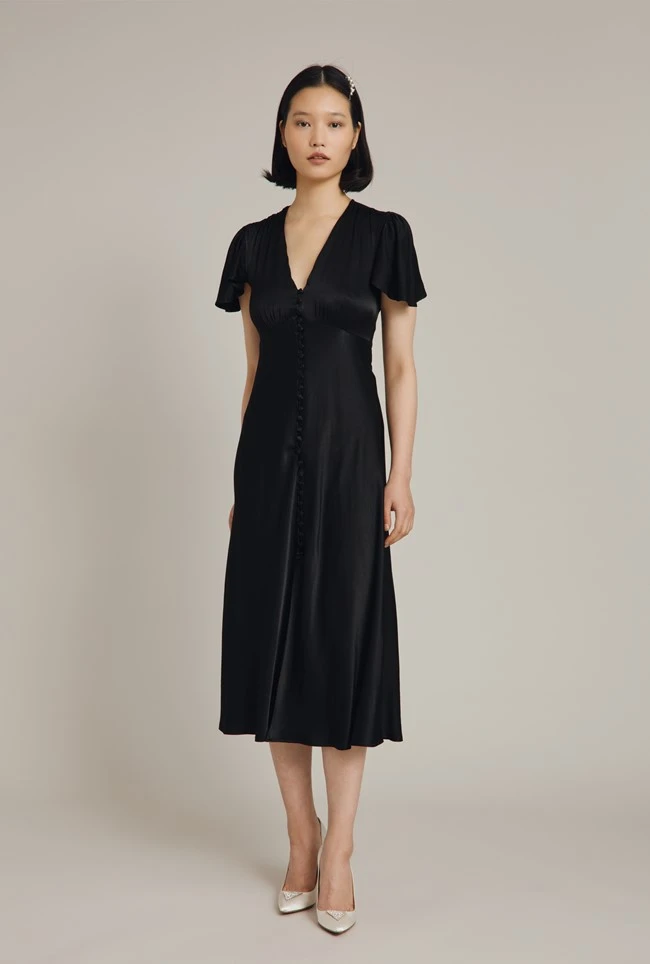Grace Satin Midi Dress Black 1 Grace Satin Midi Dress Black
