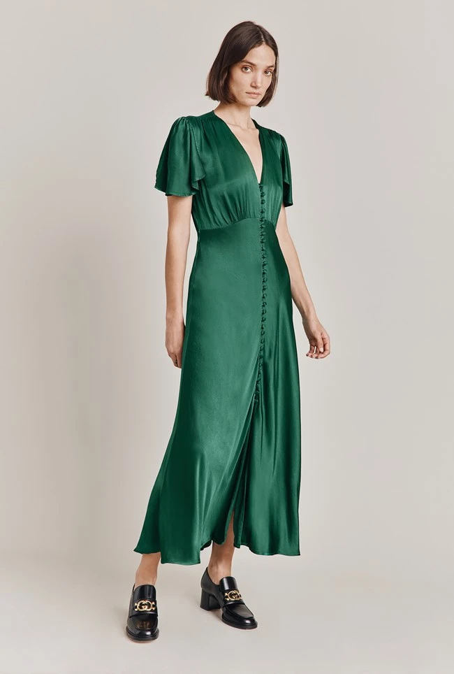Grace Satin Midi Dress Dark Green 7 Grace Satin Midi Dress Dark Green - Image 7