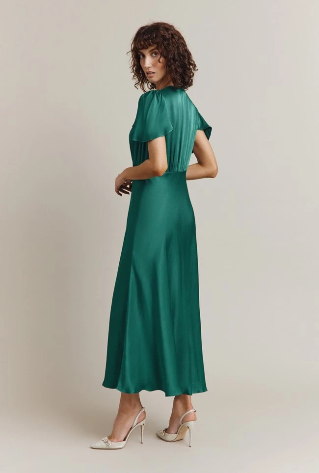 Grace Satin Midi Dress Dark Green 6 Grace Satin Midi Dress Dark Green - Image 6