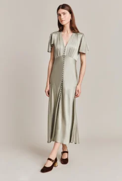 Grace Satin Midi Dress Seagrass -KILA Clothing Shop D07G023 J32 28698 650px 964px