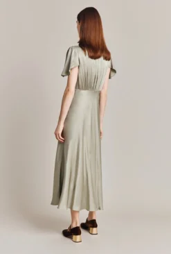 Grace Satin Midi Dress Seagrass -KILA Clothing Shop D07G023 J32 28702 650px 964px