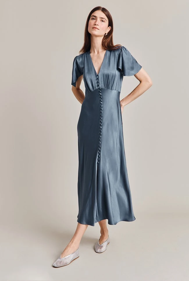Grace Satin Midi Dress Blue Mirage 2 Grace Satin Midi Dress Blue Mirage - Image 2