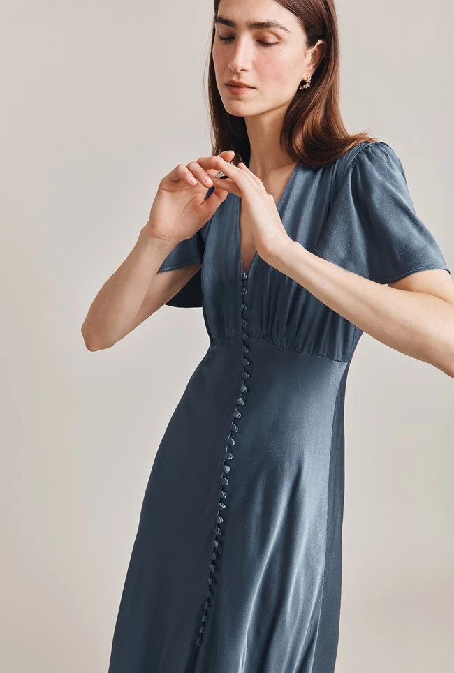 Grace Satin Midi Dress Blue Mirage 3 Grace Satin Midi Dress Blue Mirage - Image 3