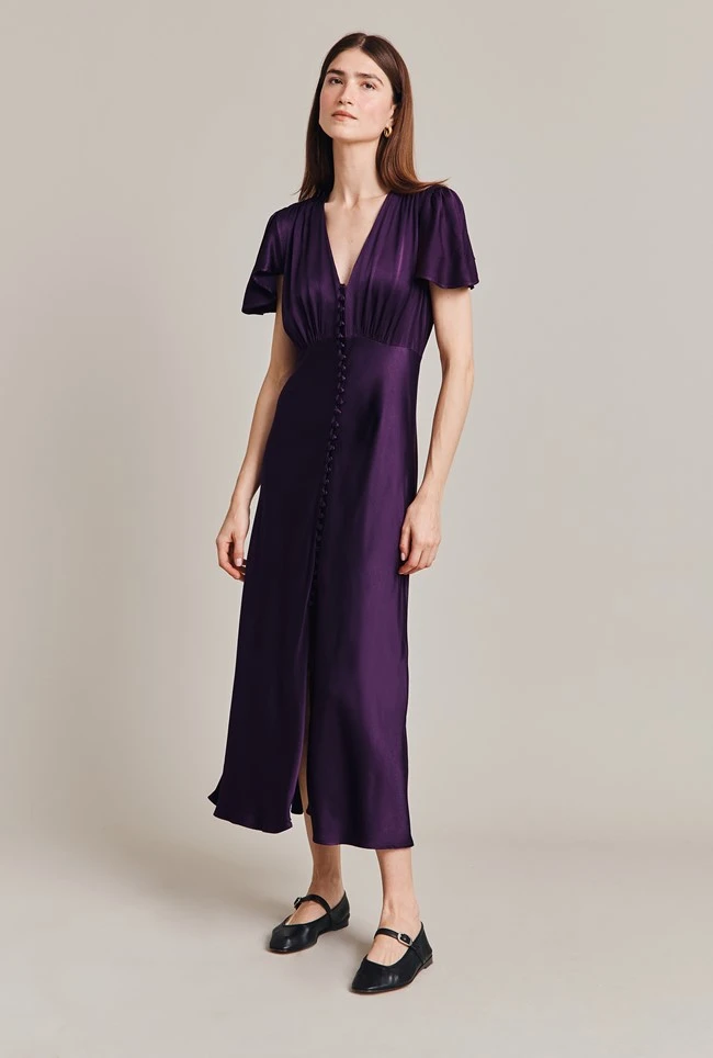 Grace Satin Midi Dress Dark Purple 3 Grace Satin Midi Dress Dark Purple - Image 3