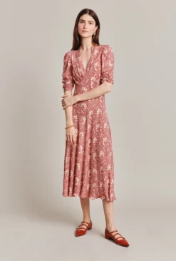 Madi Crepe Midi Dress Red Floral 8 Madi Crepe Midi Dress Red Floral -KILA Clothing Shop D07G024 Z86 28780 650px 964px